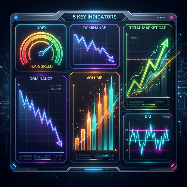 アルトコインシーズンを見極める5大指標のダッシュボード図解