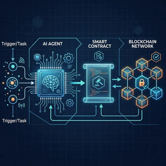 AIエージェントとブロックチェーンの連携図