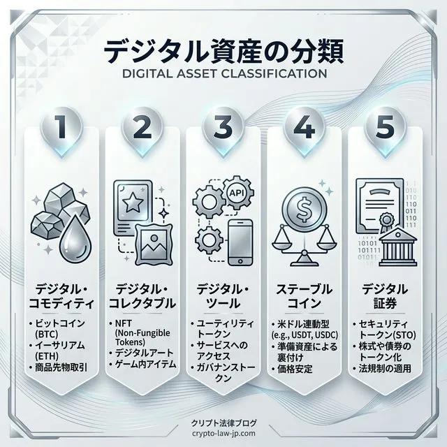 米規制当局(SEC/CFTC)が示す「デジタル資産の5分類」:規制の透明性がもたらす影響 の詳細図解