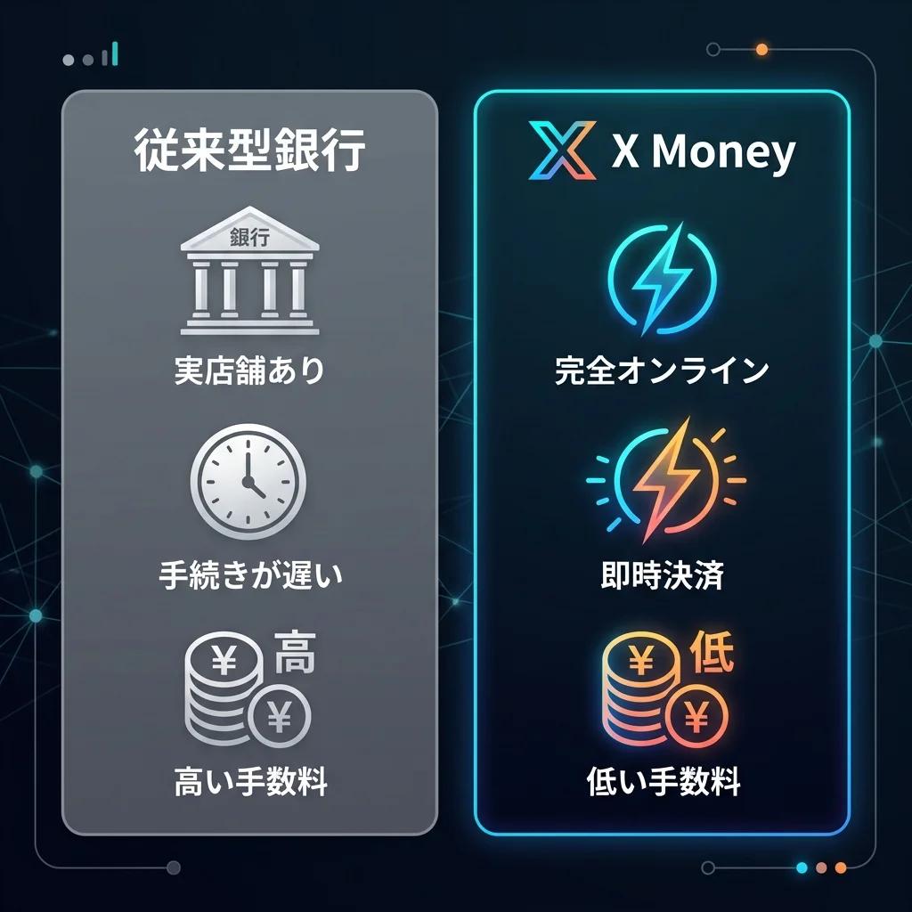 従来型銀行 vs X Money