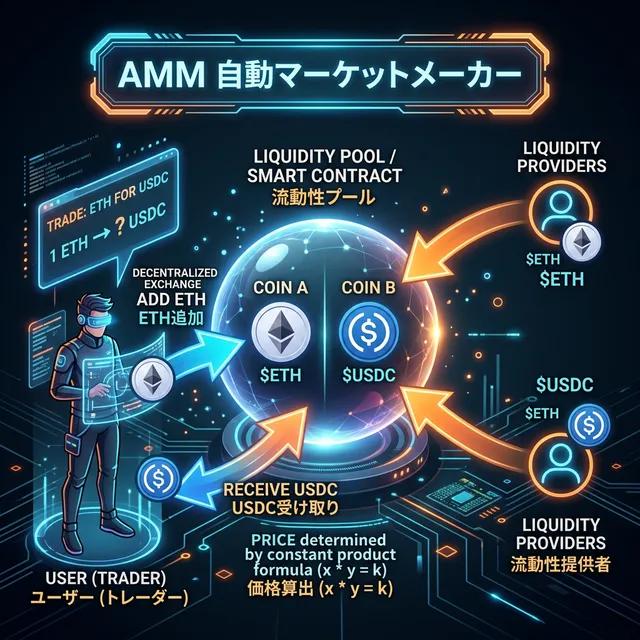 AMM(自動マーケットメーカー)の仕組み図解