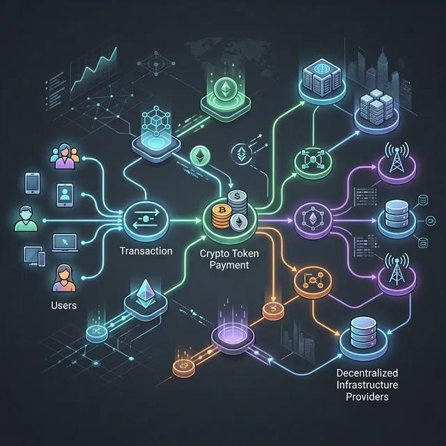 インフラ提供とトークン報酬の循環図