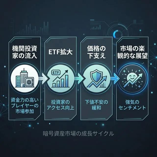 ビットコイン、過去最高値圏へ再挑戦:ETFへの巨額流入と市場の楽観論 の詳細図解