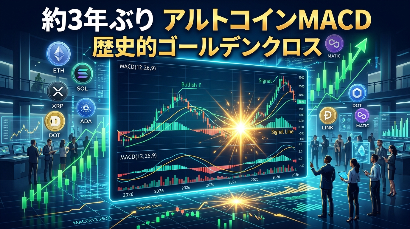 【約3年ぶり】アルトコイン市場のMACDが歴史的ゴールデンクロス！過去データが示す数ヶ月の爆騰相場シナリオと本命銘柄の仕込み方