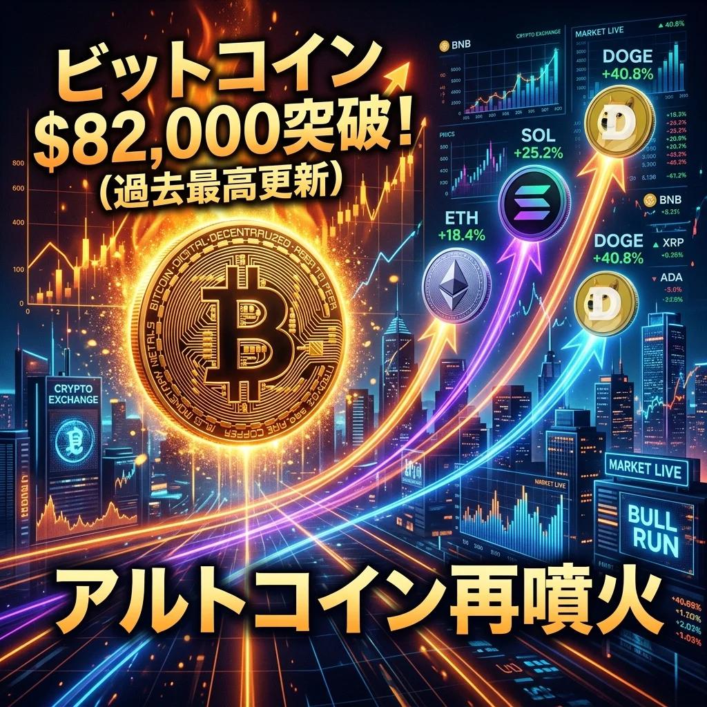 ビットコイン$82,000到達だゾ！アルトコインも再噴火。2026年後半の強気・弱気シナリオ徹底予測だゾ