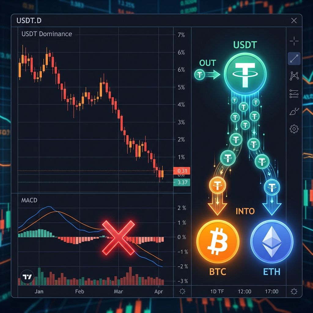 USDTドミナンスに「弱気」シグナル!資金がビットコインとアルトコインへ流れ出す合図か?