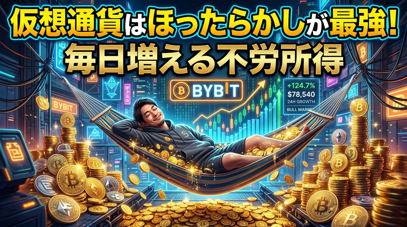 【2026年最新】仮想通貨は「ほったらかし」が最強？Bybitステーキングで利回り（不労所得）を得る方法