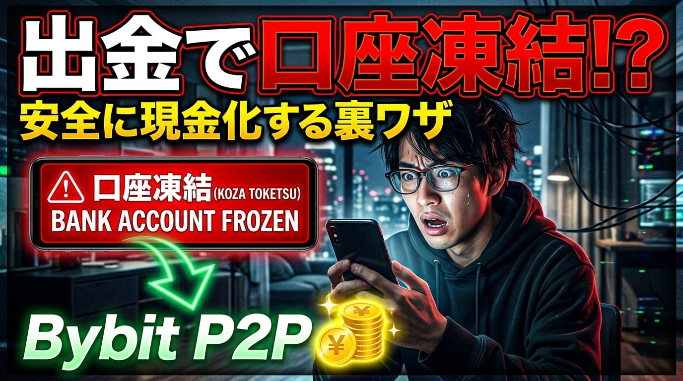 【2026年問題】仮想通貨の出金で銀行口座が凍結！？BybitのP2P取引で安全に現金化する裏ワザ